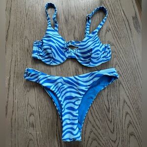Blue Zebra Print Bikini Set